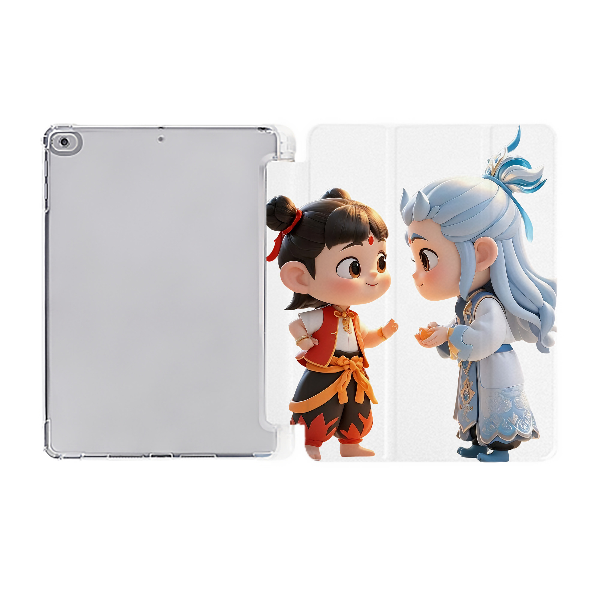 （画像用） Ne Zha 2 ナタ 魔童の大暴れ IPad ケース ペン収納付き 三つ折りスタンド PUレザー×シリコン 対応機種9.5/10.5/10.9インチ